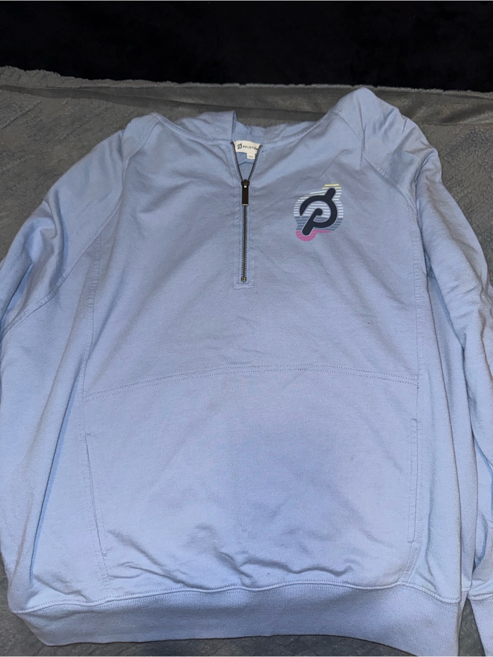 Peloton Light Blue Quarter-Zip Sweatshirt with Logo